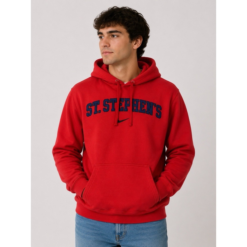 Nike St Stephen's Hoodie Red‎ Pullover Sweatshirt Spell Out Graphic XL